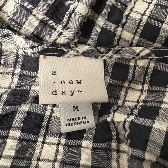 A New Day Plaid Midi Wrap Dress Womens Size Medium Puff Sleeves Belted Casual - Picture 6 of 9